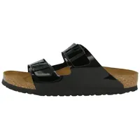 Birkenstock Arizona Birko-Flor Lack schmal Unisex Erwachsene Sandale Sandaletten, Sommerschuhe, Badeschuhe, Riemchen, Schlappen schwarz 43 EU