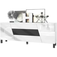 Vladon Sideboard, Schwarz, 178x69.5x38.5 cm, Wohnzimmer, Kommoden & Sideboards,