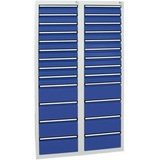 Stumpf Schubladenschrank Serie STS 410, 26 Schubladen enzianblau (18x100, 8x200mm)