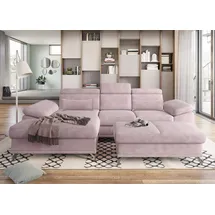 sit&more Ecksofa SIT & MORE "Cabrio L-Form, B: 295 cm, mit Sitztiefen-, Arm- & Kopfteilverstellung", rosa (rose), B:295cm H:87cm T:180cm, 100% Polyester, Sofas, Ecksofa, 2 Nierenkissen, Federkern, optional Bettfunktion und Stauraum