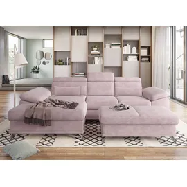 sit&more Ecksofa SIT & MORE "Cabrio L-Form, B: 295 cm, mit Sitztiefen-, Arm- & Kopfteilverstellung", rosa (rose), B:295cm H:87cm T:180cm, 100% Polyester, Sofas, Ecksofa, 2 Nierenkissen, Federkern, optional Bettfunktion und Stauraum