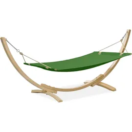 konsimo® Hängematte LENGER Hängematte mit Gestell (Hängematte mit Gestell), hergestellt in der EU, Massivholzrahmen grün