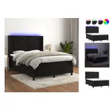 vidaXL Boxspringbett mit Matratze & LED Schwarz 140x200 cm Samt