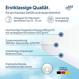 AM Qualitätsmatratzen Organic Cotton Matratzenbezug allergikergeeignet 180 x 200 cm weiß