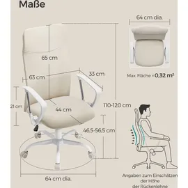 Songmics Bürostuhl gepolstert höhenverstellbar und neigbar cappuccinobeige