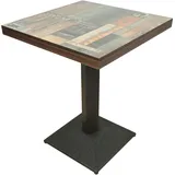 Haloyo Hoher Bartisch klein, Küchentisch mit Metallbeinen, Esstisch für Home Pub Bistro 60 x 60 x 75 cm,Retro-Blumenboden