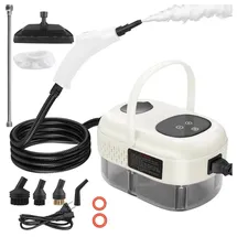 towwoo Tragbarer Dampfreiniger 2500 W, 1100 ml Hochdruck-Dampfreiniger mit 3 Bürstenköpfen, Multifunktionaler Handdampfreiniger für Küchenmöbel, Badezimmer, Auto (Weiß)