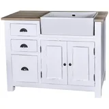 Casa Padrino Spülenschrank Landhausstil 118 x 65 x 90 cm Antik Weiß / Naturfarben