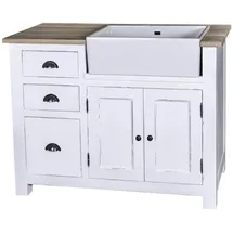 Casa Padrino Spülenschrank Landhausstil 118 x 65 x 90 cm Antik Weiß / Naturfarben