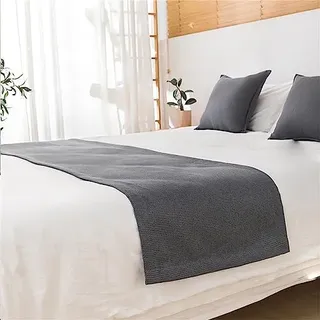 Morbuy Bettläufer mit Kissen, Bettschal für den Fuß des Bettes Luxus Weicher Bettlaufer Schlafzimmer für Gästehaus Hotel Schlafzimme Dekorativer (45x260+45x45cm,Grau)