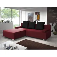 Fun Möbel Ecksofa Sofa LUCY mit Schlaffunktion Rot / Schwarz Ottomane Links - Rot