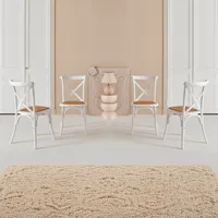 Sweeek 4er-Set Bistrostühle aus weißem Hevea-Holz, Vintage, Sitzfläche aus