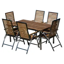 aleos Edelstahl Teak Set 6-tlg. Braun