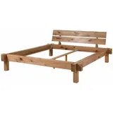 Balkenbett Zerreiche 160x200 Natur Geölt Jangali 721