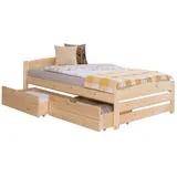 Ticaa Bettgestell Stauraumbett Seniorenbett „Loni“, Funktionsbett braun