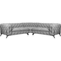 Leonique Chesterfield-Sofa »Amaury L-Form«, Chesterfield-Optik, Breite/Tiefe je 262 cm, Fußfarbe wählbar silberfarben