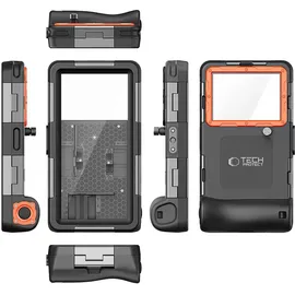 TECH-PROTECT Universal Wasserdichtes Tauchgehäuse schwarz-orange