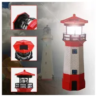 Cwoqocw POHOVE Solar-Leuchtturm, LED-rotierender Leuchtturm, 360 Grad Drehbare Solarlampe,