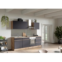 Held Möbel Küchenzeile Turin 240 cm Graphit-Wotaneiche mit E-Geräten