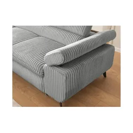 S-Style Eckcouch Cord 2-Sitzer Grau