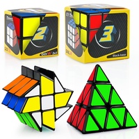 JQGO Zauberwürfel Set, 4 Stück Magic Speed Cube Set 2x2 3x3 Pyraminx Fisher, PVC Aufkleber Magic Cubes Speed Puzzle Cube für Kinder & Erwachsene - Einfaches Drehen & Glatt Spielen