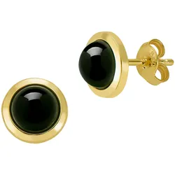 Paar Ohrstecker FIRETTI "Schmuck Geschenk Gold 333 Ohrschmuck Ohrringe Kreis rund Edelstein", schwarz (gelbgoldfarben, schwarz, schwarz), Ohrringe, Damen, Gelbgold 333, Made in Germany - mit Onyx