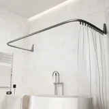 ERICA Duschvorhangstange L-Form 4-in-1 grau