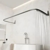 ERICA Duschvorhangstange L-Form 4-in-1 grau
