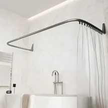 ERICA Duschvorhangstange L-Form 4-in-1 grau