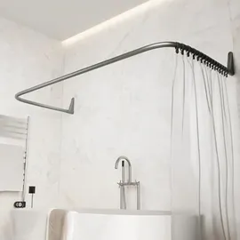 ERICA Duschvorhangstange L-Form 4-in-1 grau