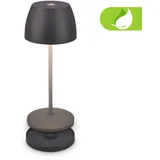 Briloner - Mini LED Tischleuchte kabellos IP44 mit Ladestation, stufenlos dimmbar, Akku & Lichtquelle tauschbar, Nachttischlampe, LED Lampe, Akku Tischleuchte, Restaurant, 8x20,5 cm (DxH), Anthrazit