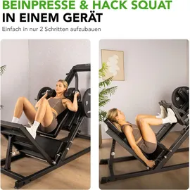 Tunturi Leg Press/Hack Squat Kraftstation – Plate-Loaded Heimtrainer – Beintraining schwarz