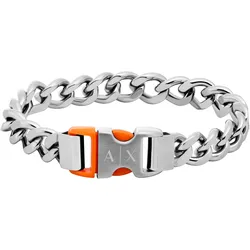 Armband ARMANI EXCHANGE "Schmuck Edelstahl Nylon, AXG0153040 AXG0154040 AXG0155060 AXG0156001", bunt (edelstahlfarben, orange), Armbänder, Edelstahl-Nylon, Edelstahl, Nylon
