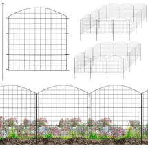 V2Aox Zaun Gartenzaun Steckzaun Teichzaun Garten Teich 24 Zaunelemente 78 cm hoch 6 x 6cm Metall Hundezaun Gitterzaun Oberbogen Schwarz V2Aox - Schwarz