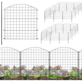 V2Aox Zaun Gartenzaun Steckzaun Teichzaun Garten Teich 24 Zaunelemente 78 cm hoch 6 x 6cm Metall Hundezaun Gitterzaun Oberbogen Schwarz V2Aox - Schwarz