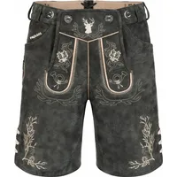 PAULGOS Herren Trachten Lederhose Kurz - HK3 - Echtes Leder - in 3 Farben erhältlich - Größe 44 - 60 - Grau - 52
