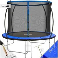 Tectake tectake® Trampolin, Ø 305 cm, GS-zertifiziert, Randabdeckung, inklusive Einstiegsleiter