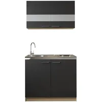 Respekta Küchenmöbel-Set 3 Merle 100 cm Schwarz