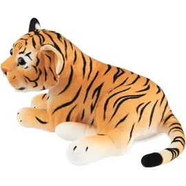 Brubaker Tiger Kuscheltier - 30 cm Stofftier - Baby Plüschtier Raubkatze Liegend - Kinder Plüsch Spielzeug Braun