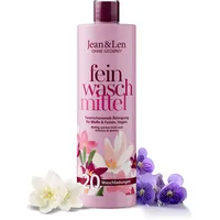 Jean & Len Faserschonendes Feinwaschmittel Wolle & Feines Veilchen & Jasmin, schützt empfindliche Fasern vorm tiefen Eindringen neuer Flecken, Feinwaschmittel flüssig, vegan, 1 L