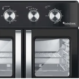 TurboTronic digitaler Heißluftofen - XXL 32 Liter mit Drehspieß für Hähnchen 4in1 Mini Backofen & Power Heißluftfritteuse Airfryer ab 80°C