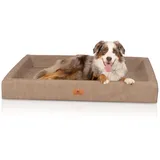 Knuffelwuff orthopädisches Hundebett Austin aus Kunstleder XXL 120 x 100cm Camel