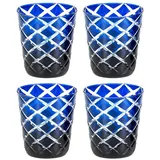 Edzard 4er Set Kristallglas Dio blau (230 ml) handgeschliffen - Kristallgläserset, Trinkgläserset - Wassergläser, Whiskeygläser - Teelichtglas