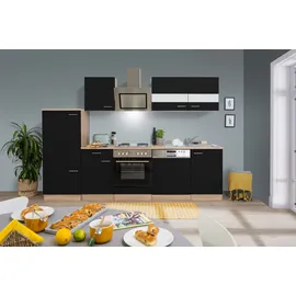 Respekta Einbauküche Küche Küchenblock Küchenzeile 280 cm Eiche Sägerau schwarz