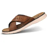 Bugatti Herren Sommer Pantoletten aus Leder und Textil, Cognac, 43 EU