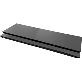 Hammel Furniture "Meza Designtisch mit Auszugsfunktion und 2 Einlegeplatten", grau (graphit, schwarz), B:135cm H:73,5cm T:135cm, Tischplatte: Graphit nanobehandeltes Fenix-Laminat (schwarzer Rand), Gestell: Schwarz gebeizt Esche (Massivholz), Mit
