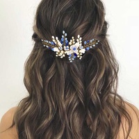 Ushiny Blumenbraut Hochzeit Stirnband Gold Braut Haarschmuck Kristall Haarschmuck Abschlussball Perlen Kopfschmuck für Frauen und Mädchen