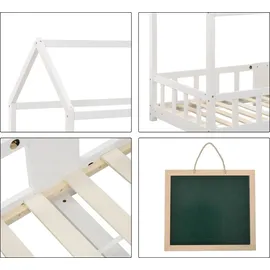 SOFTWEARY Hausbett mit Lattenrost 90 x 200 cm Kiefer weiß