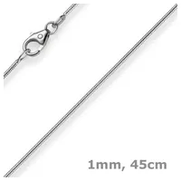Schmuck Krone Goldkette 1mm Schlangenkette, 585 Weißgold, 45cm, Gold 585 silberfarben
