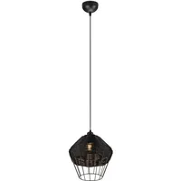 Trio Borka 1-flg. 30 cm rund Schwarz/Rattan